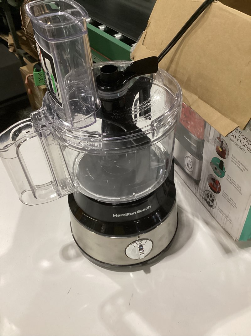 Condition photo showing As Is for hamilton beach bowl scraper 10 cup food processor - black 70730, not tested