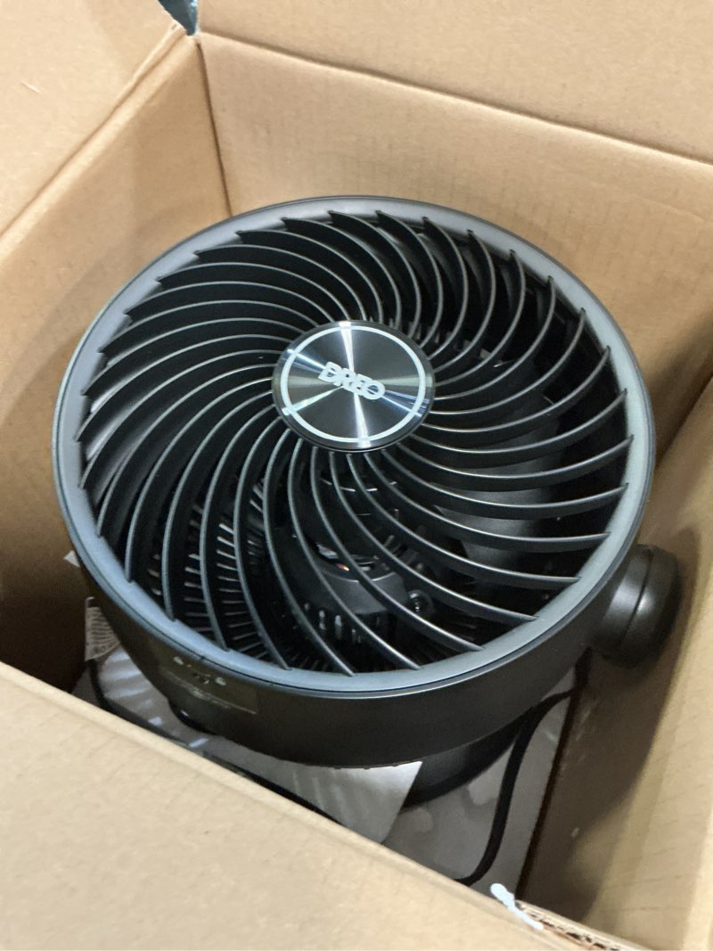 Condition photo showing Good Condition for dreo fan for bedroom, 12 inches, 70ft powerful airflow, 28db quiet table air circulator fans for whole room, 120° adjustable tilt, 3 speeds, desktop fan for home, office, kitchen black