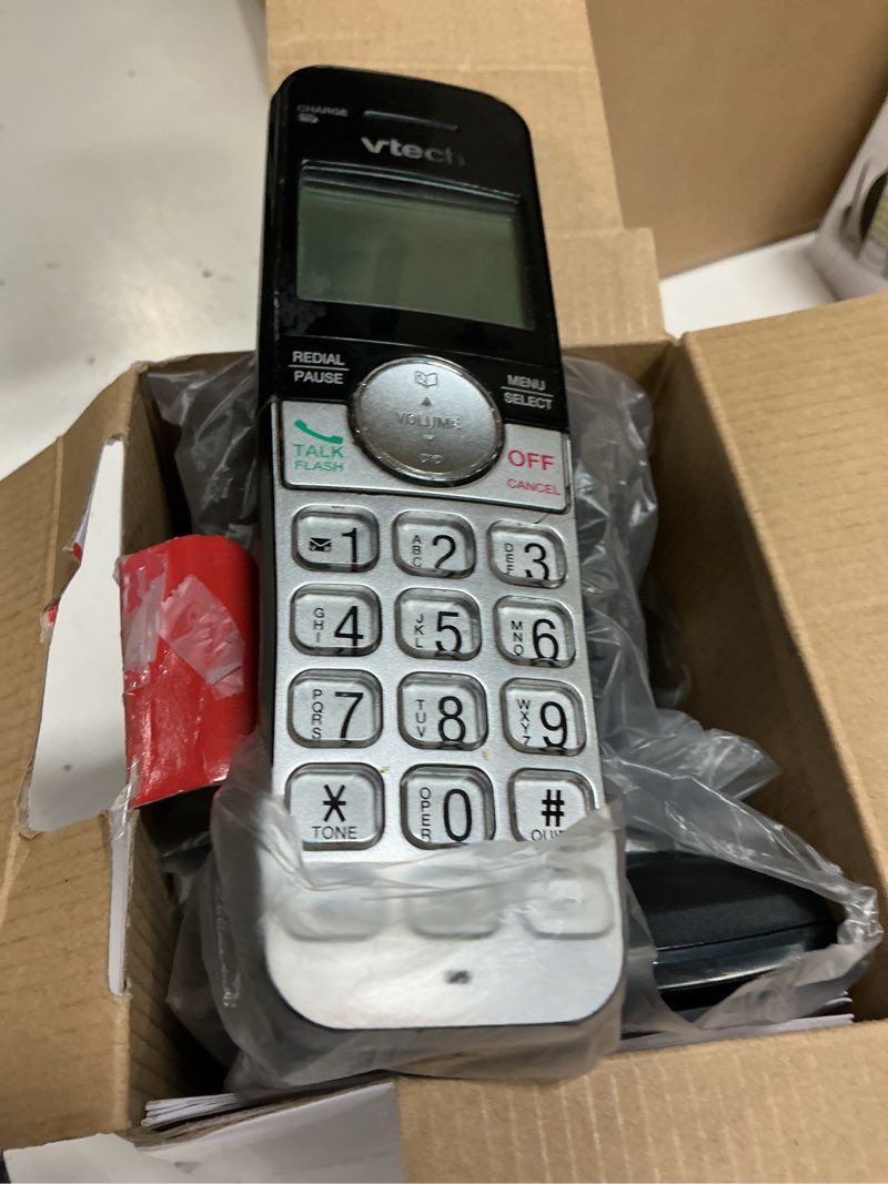 Condition photo showing As Is for vtech cs5229-2 2 handset extended range dect 6.0 cordless phone with answering system (silver/black)