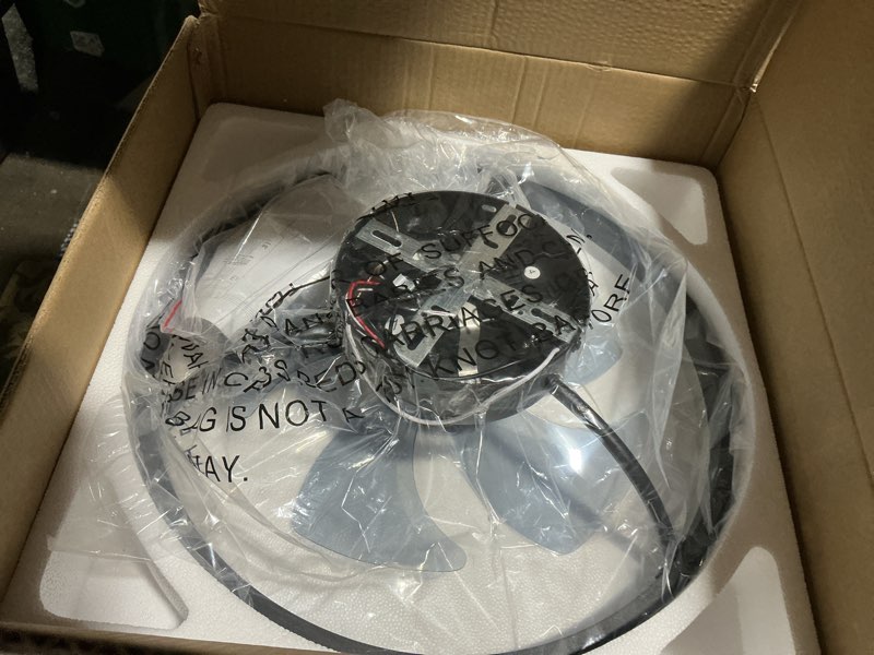 Condition photo showing Good Condition for VOLISUN Low Profile Ceiling Fan with Lights and Remote, 15.7in Bladeless Ceiling Fans with light Flush Mount, 3000K-6500K Dimmable Modern LED Fan Light, Black Fandelier Ceiling Fans for Bedroom Black 15.7 INCH