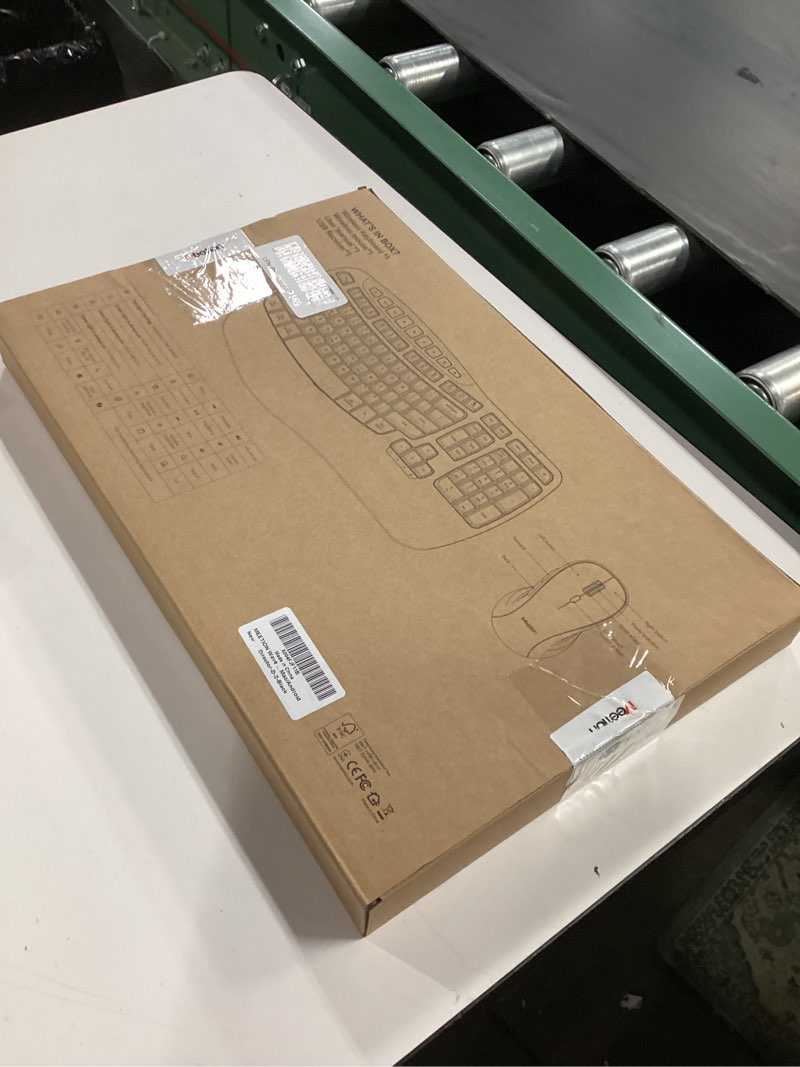 Condition photo showing New/Like New for MEETION Ergonomic Keyboard and Mouse Wireless Combo, Wave Keys Natural Typing, 2.4G USB Receiver Wireless Keyboard with Wrist Rest, 4 Adjustable DPI Optical Mouse, Computer/Laptop/Windows/Mac, Black