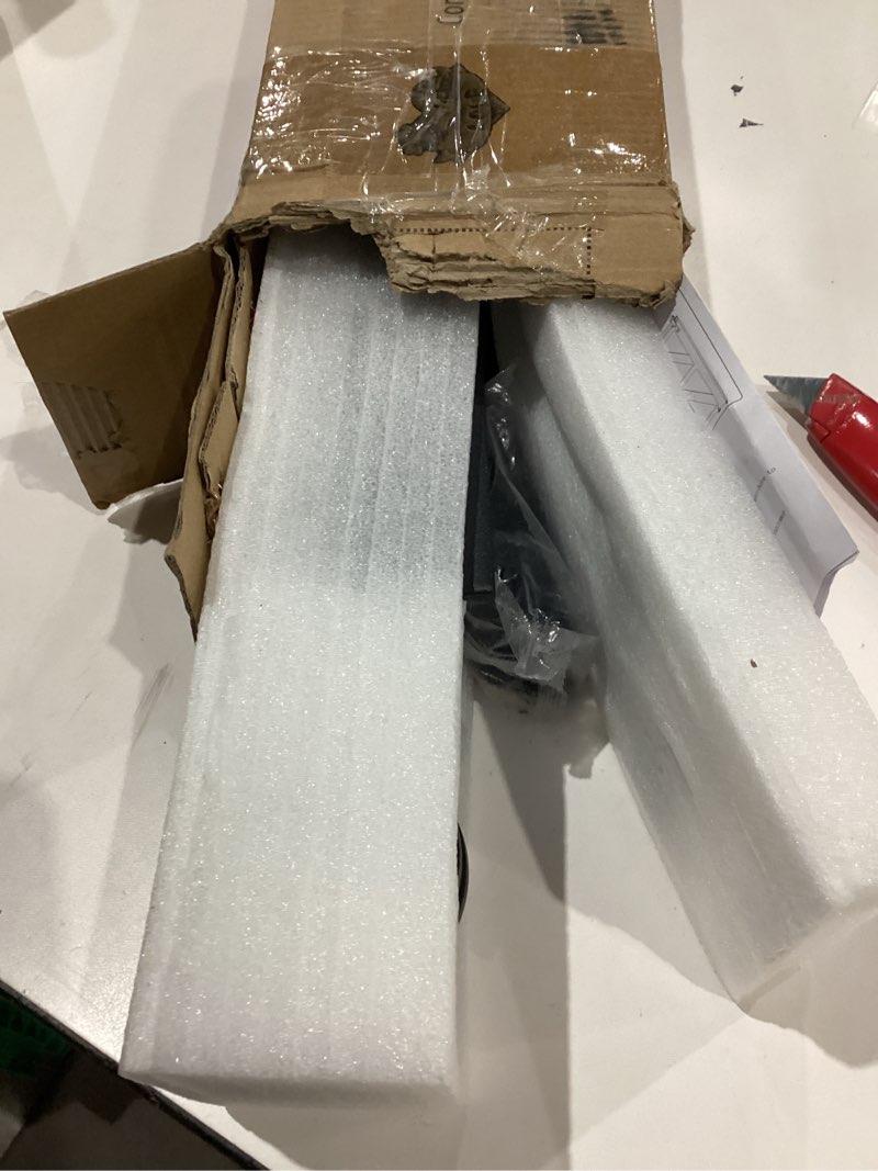 Condition photo showing As Is for Sliding Barn Door Hardware Kit 5 FT Heavy Duty Slide Barn Door Track Rail with 2 Handles and Adjustable Floor Guide Also Hook, Smooth Quiet Fit 1 3/8-1 3/4" Thickness Panel(J Shape Hangers) 5 FT SINGLE SET Black