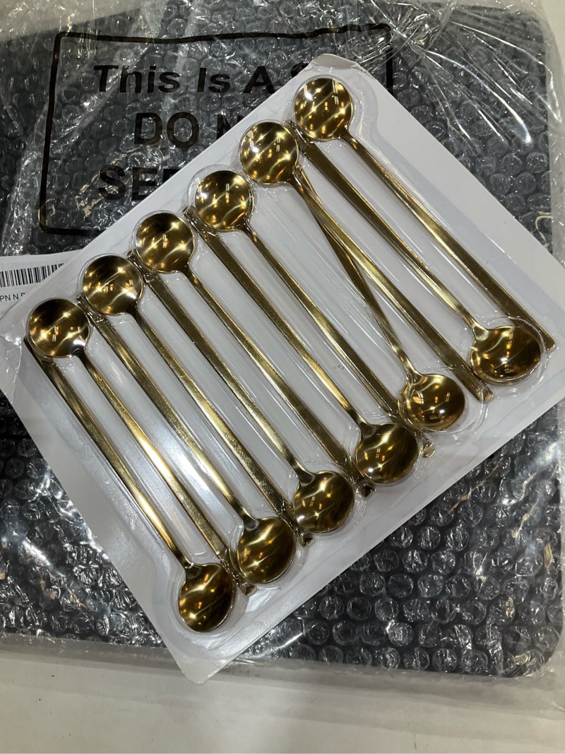 Condition photo showing New/Like New for 12 Pcs Coffee Spoons Set, 6.7" Gold Tea Spoons Long Handle, Gold Small Teaspoons, Stainless Steel Espresso Spoon, Long Spoon for Stirring, Coffee Bar Accessories