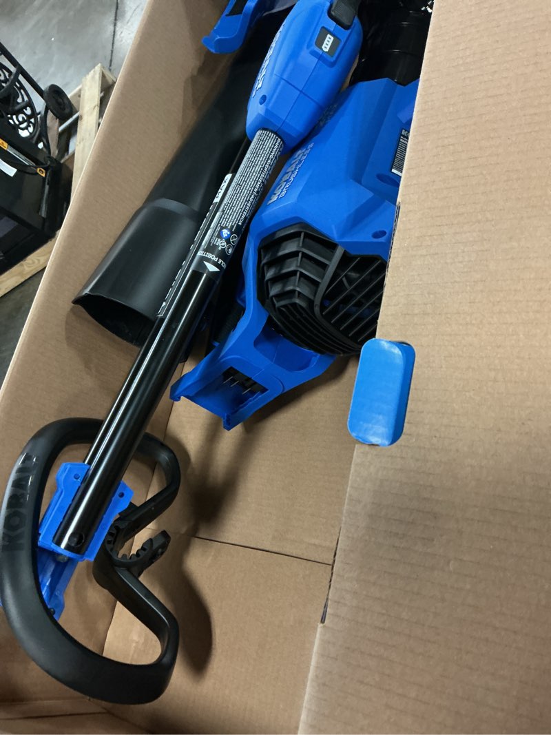 Condition photo showing As Is for kobalt quiet tech 24-volt cordless battery string trimmer and leaf blower and combo kit 4 ah (battery included) (charger included)