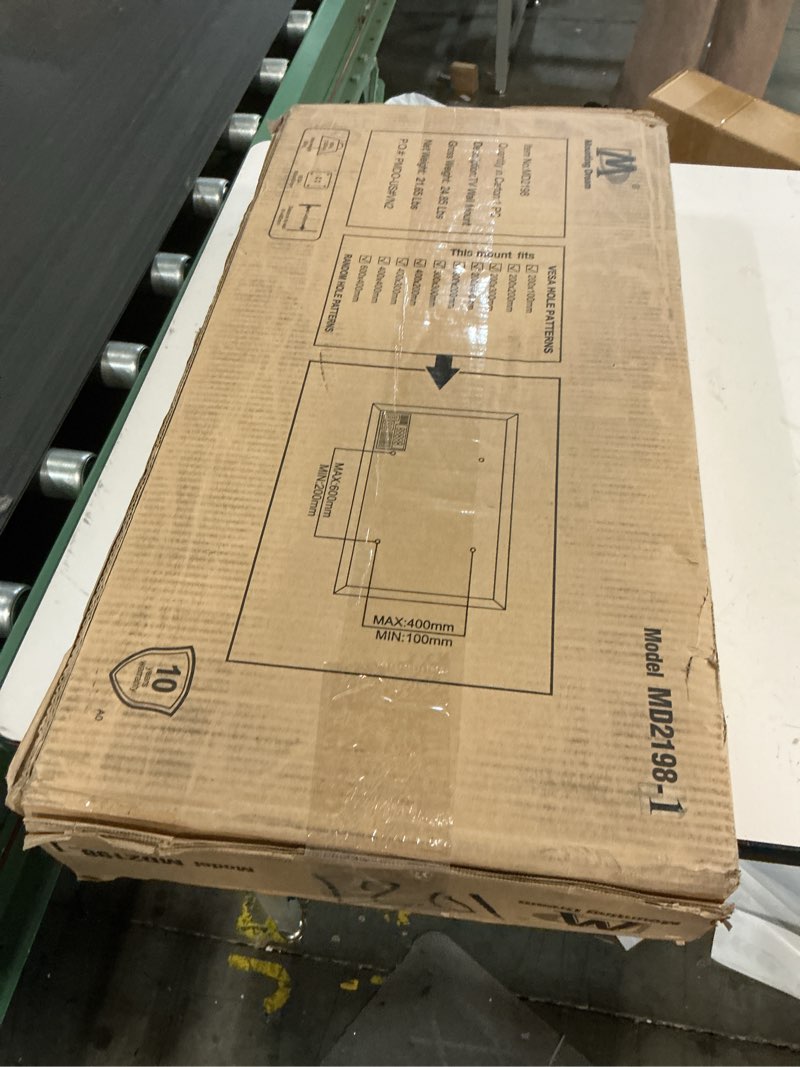 Condition photo showing New/Like New for mounting dream sliding tv wall mount for 42-86" tvs, full motion articulating dual arms, easy tv centering, max vesa 600x400mm, 132 lbs, md2198