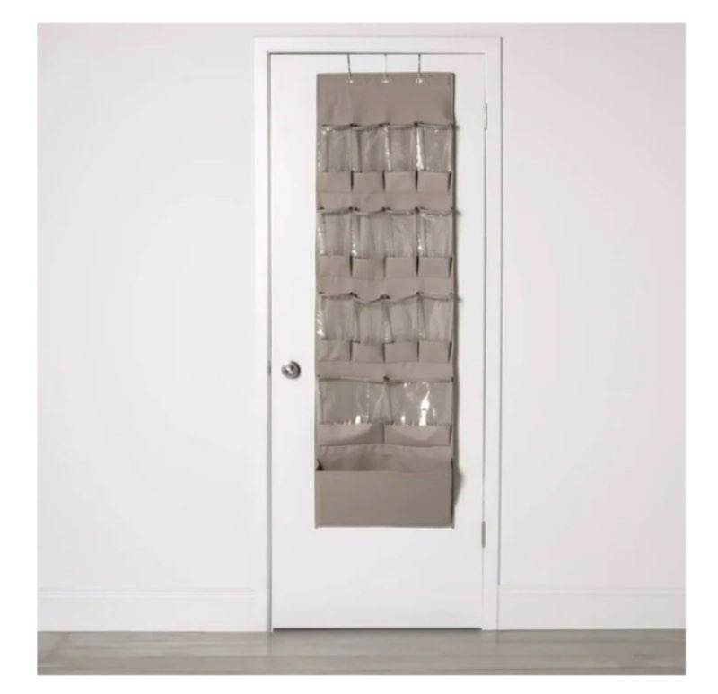 15 Pocket Over the Door Hanging Shoe Organizer Gray - Room Essentials