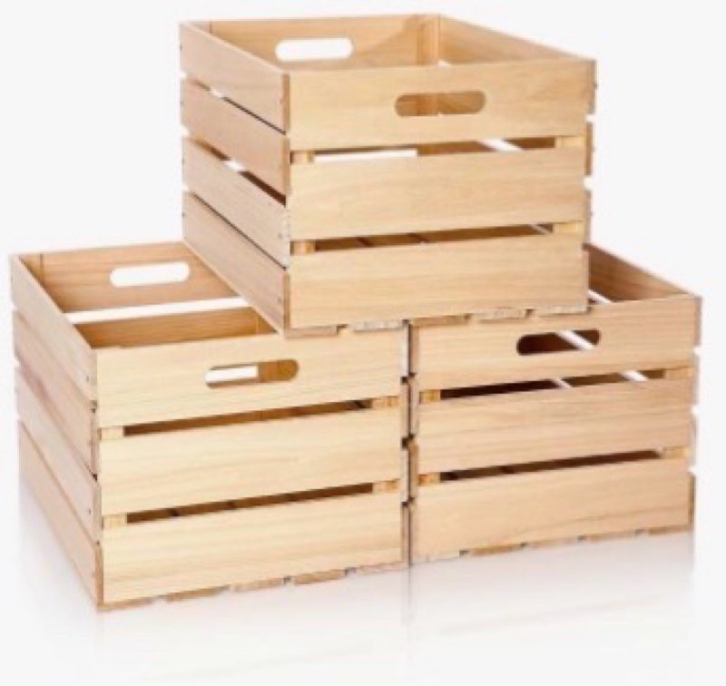 weysat 3 pack large wood crates box for storage 24 x 15 x 12 inch unassembled wooden milk crates wit