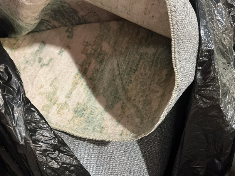 Condition photo showing As Is for area rugs8 x10  large living room rug washable: modern abstract rug indoor modern carpet non slip for dining room bedroom nursery home office green