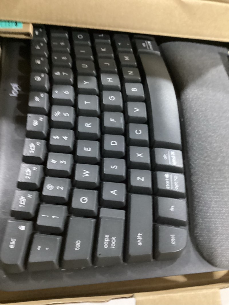 Condition photo showing Good Condition for Logitech Wave Keys Wireless Ergonomic Keyboard with Cushioned Palm Rest, Comfortable Natural Typing, Easy-Switch, Bluetooth, Logi Bolt Receiver, for Multi-OS, Windows/Mac - Graphite Graphite Keyboard