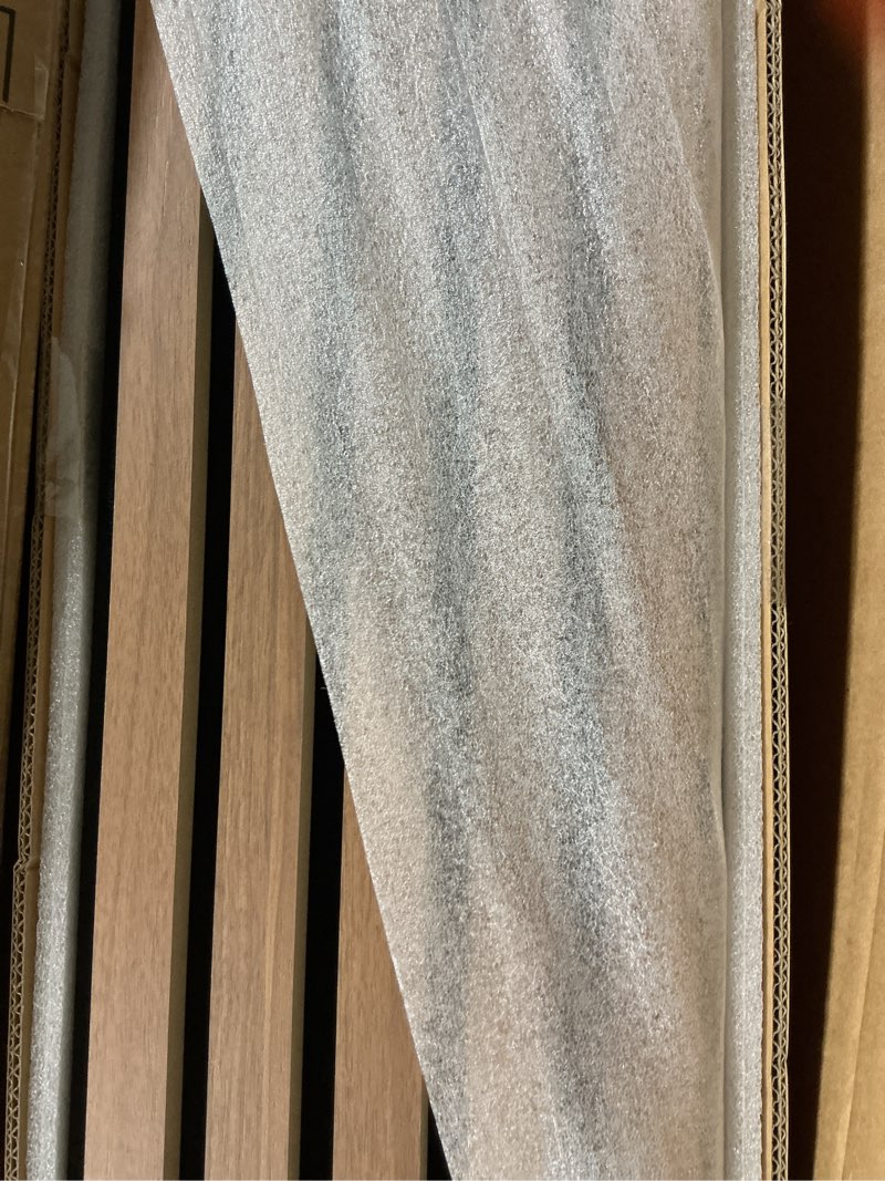 Condition photo showing Good Condition for (Similar to) Art3d 4-Piece Wood Slat Acoustic Panels for Stylish Decor and Noise Reduction, 3D Textured Panel for Ceiling and Wall, Walnut 4Pcs - 94.5 * 7.9 inch Walnut 4