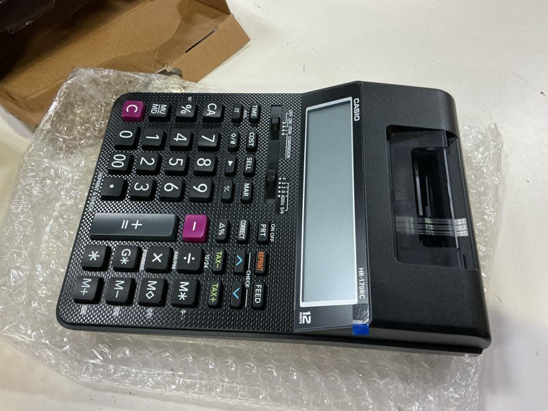 Condition photo showing New/Like New for casio hr-170rc plus – mini desktop printing calculator | check & correct, cost/sell/margin, dual-color print | ideal for taxes, bookkeeping & accounting tasks, assorted colors