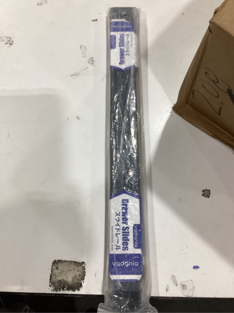 Condition photo showing New/Like New for vadania 20" push to open drawer slide, #vf1245, 3-fold full extension, heavy duty 100lb load capacity, especially for handleless cabinet & drawer, ball bearing, side mount, black, 1-pair 20 inch push to open - 1 pair