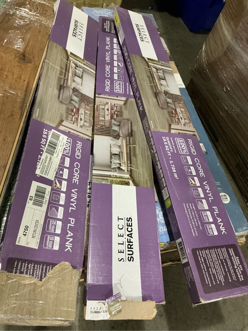 Condition photo showing Good Condition for (3 boxes x18.6sqft per box = 55.8 sqft )select surfaces hemingway rigid core vinyl plank flooring