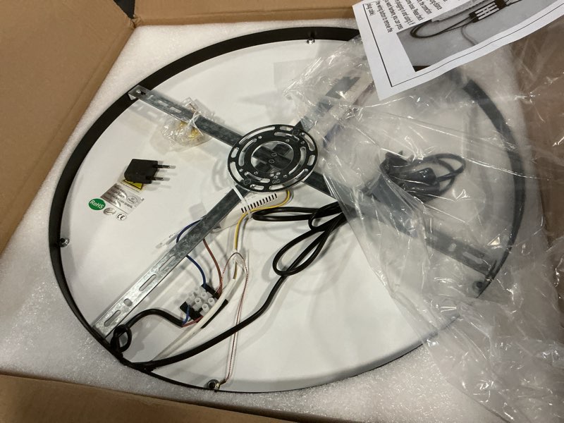 Condition photo showing Good Condition for QIYIMEILUX Dimmable Moon Wall Sconce Plug in Modern LED Wall Light with Remote Control 19.7 inch 24W Black Wall Lamp Indoor Wall Mounted Lighting Ceiling Light for Living Room Bedroom?Moon? 19.7in Moon Black