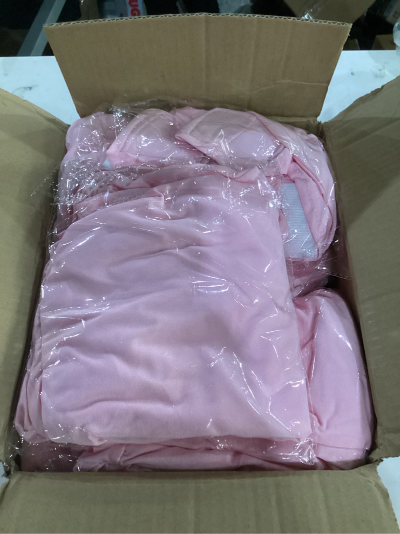 Condition photo showing As Is for folding chair covers - 12 pcs light pink spandex slipcovers for party, banquet, wedding, event - universal fit light pink 12