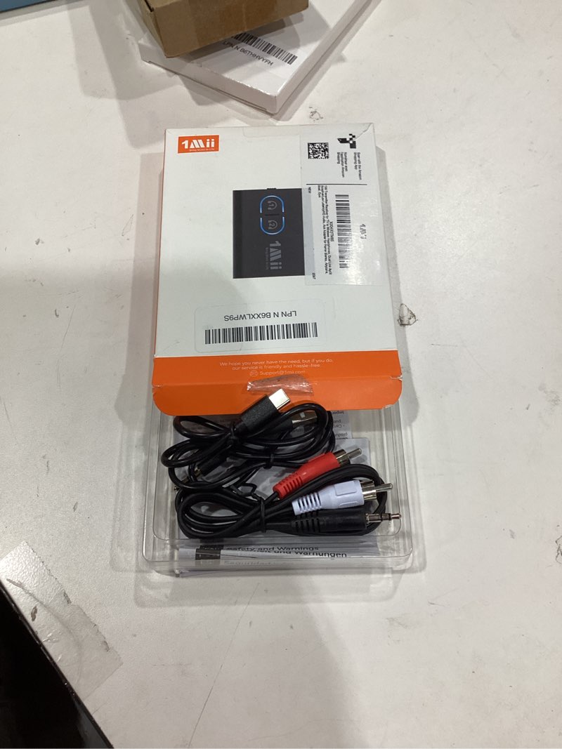 Condition photo showing New/Like New for 1Mii Bluetooth 5.3 Transmitter Receiver for TV to Wireless Headphones, Dual Link aptX Adaptive/Low Latency/HD Audio, Aux Bluetooth Audio Receiver Adapter for Home Stereo, Airplane, Boat, Gym Black