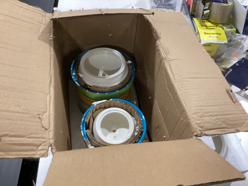 Condition photo showing Good Condition for mariachi 4-piece ceramic kitchen canister set – airtight colorful striped storage jars with lids, 24 to 128 oz for flour, sugar, coffee, snacks & pantry organization, fiesta-inspired décor
