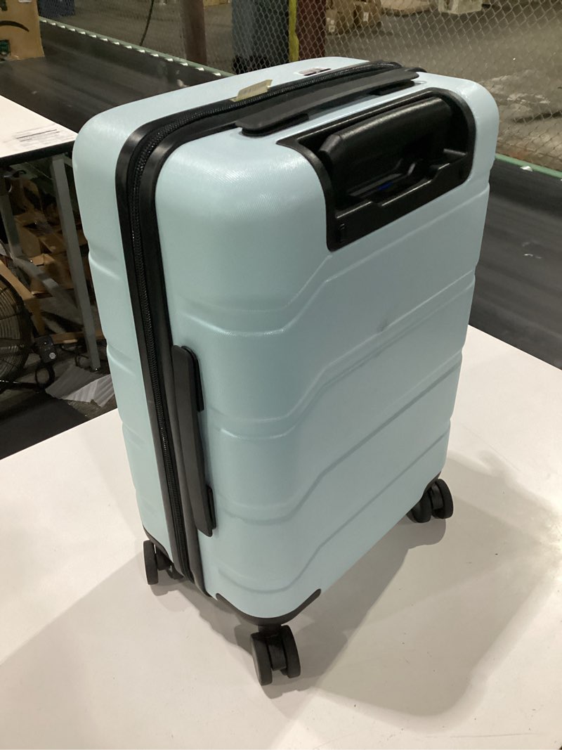 hardside carry on spinner wheels suitcase - open story- aqua blue