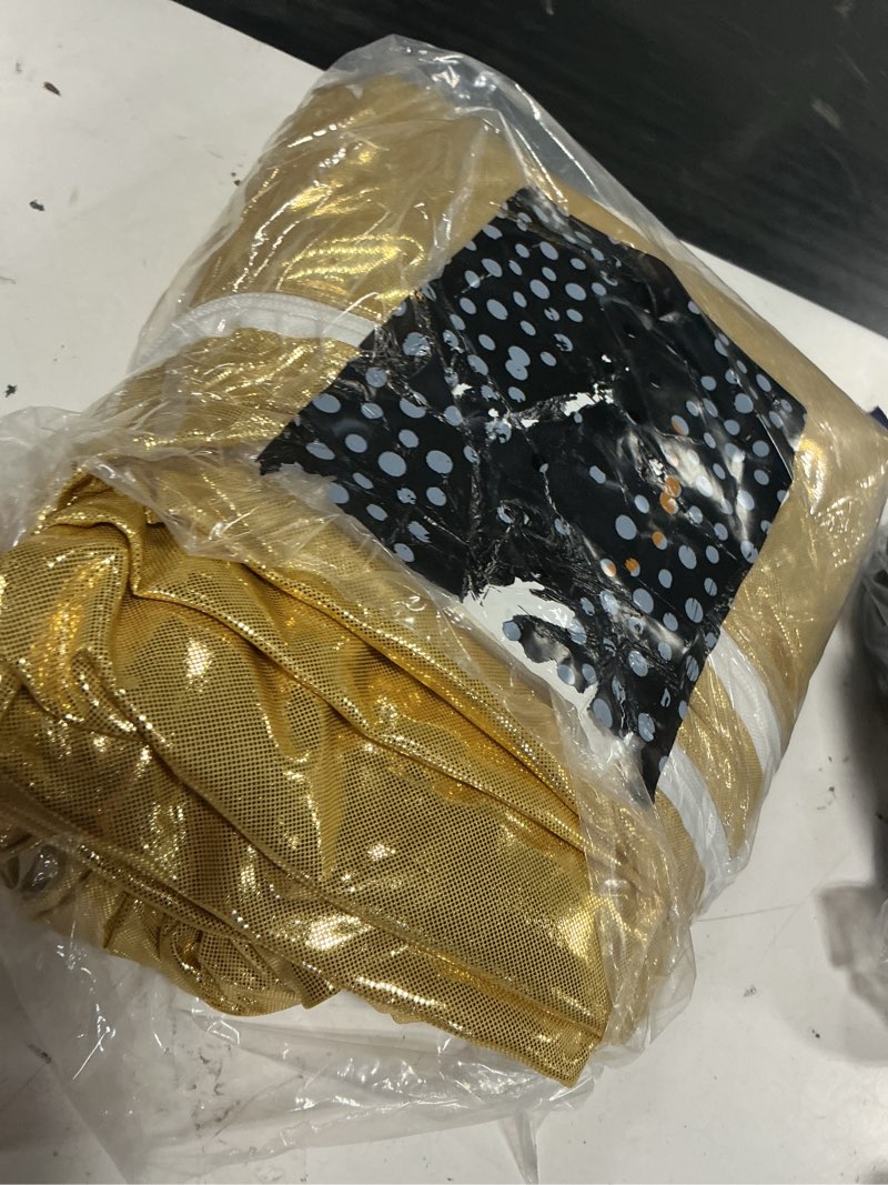 Condition photo showing Good Condition for gold glitter square backdrop arch cover 6.6x6.6ft with zipper,true gold shed-free shimmer sequin stretchy fitted for wedding birthday baby shower party photo background 6.6x6.6ft gold