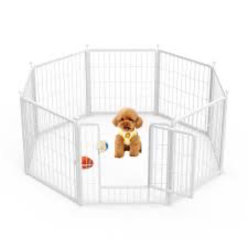 HealSmart Dog Playpen Indoor, Puppy Playpen Indoor Outdoor for Yard, Camping, RV, 24" Height 8 Panel