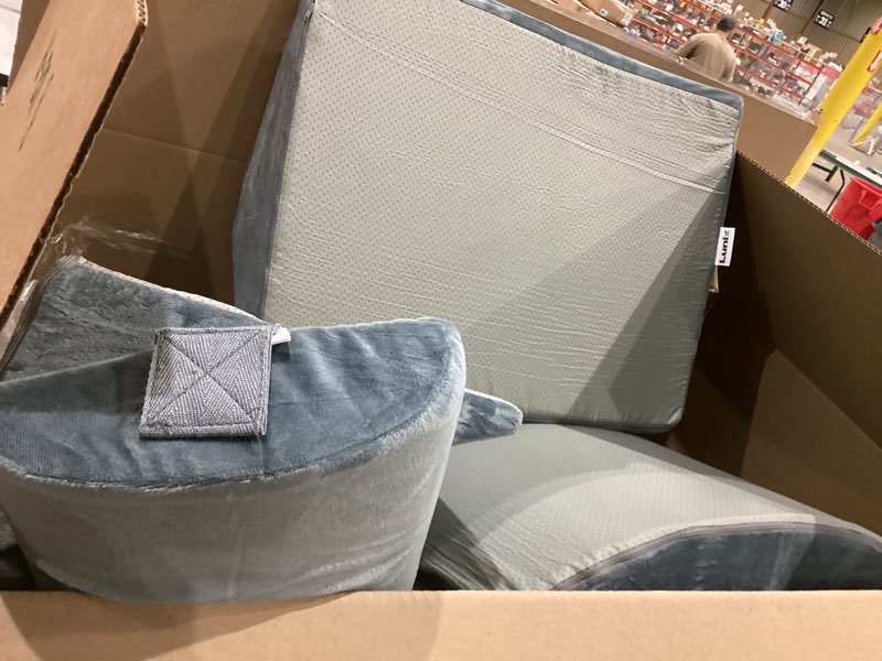 Condition photo showing Good Condition for lunix lx5 4-piece support for shoulder & upper body rest, orthopedic bed wedge pillow set, elevated memory foam for post-op recovery & sleep comfort, stone navy with aloe vera