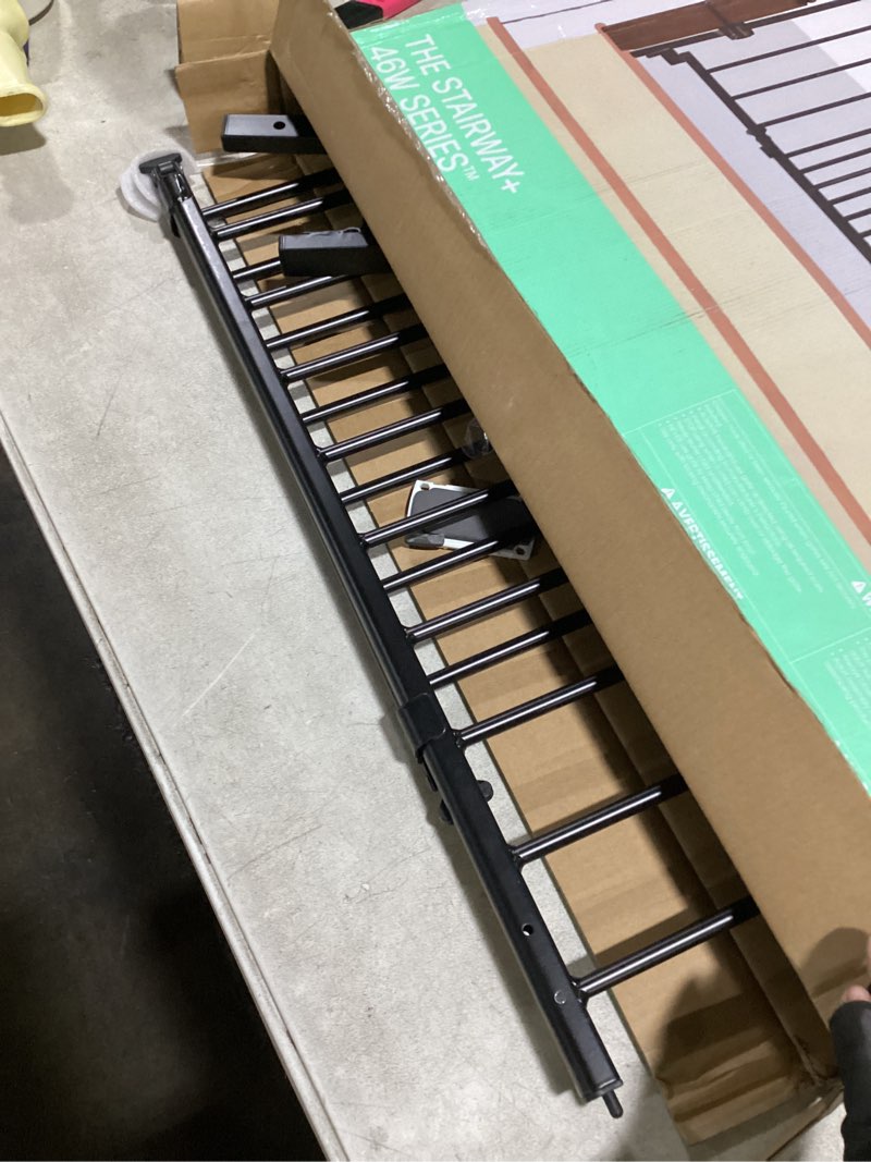 Condition photo showing As Is for summer infant metal banister & stair safety baby gate, 31'-46' wide, 32.5' tall, banister & wall mount, black