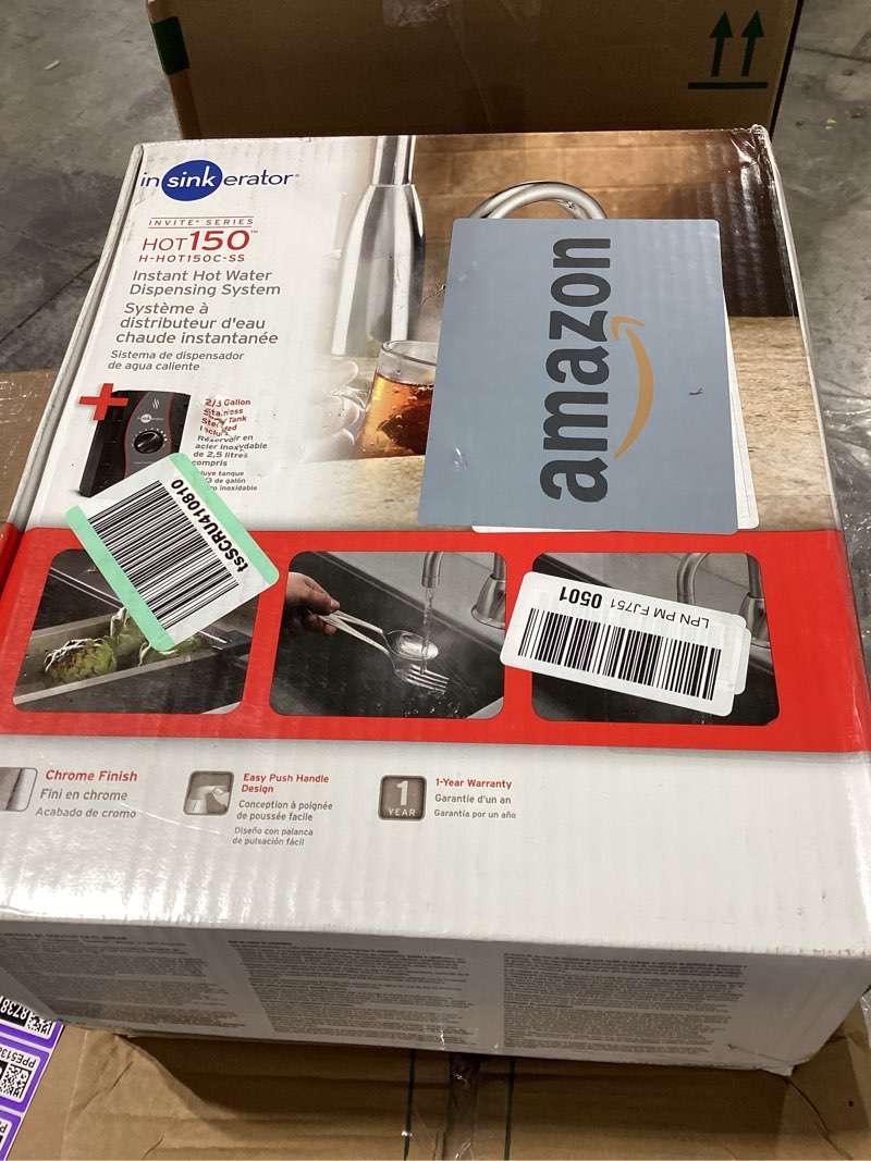 insinkerator hot150 instant hot water dispenser system - faucet & tank, chrome, h-hot150c-ss