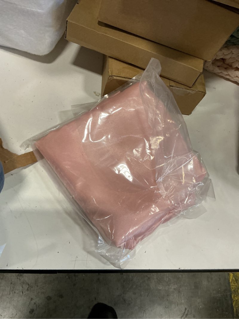 Condition photo showing Good Condition for horbaunal pink satin tablecloth 60 x 120 inches
