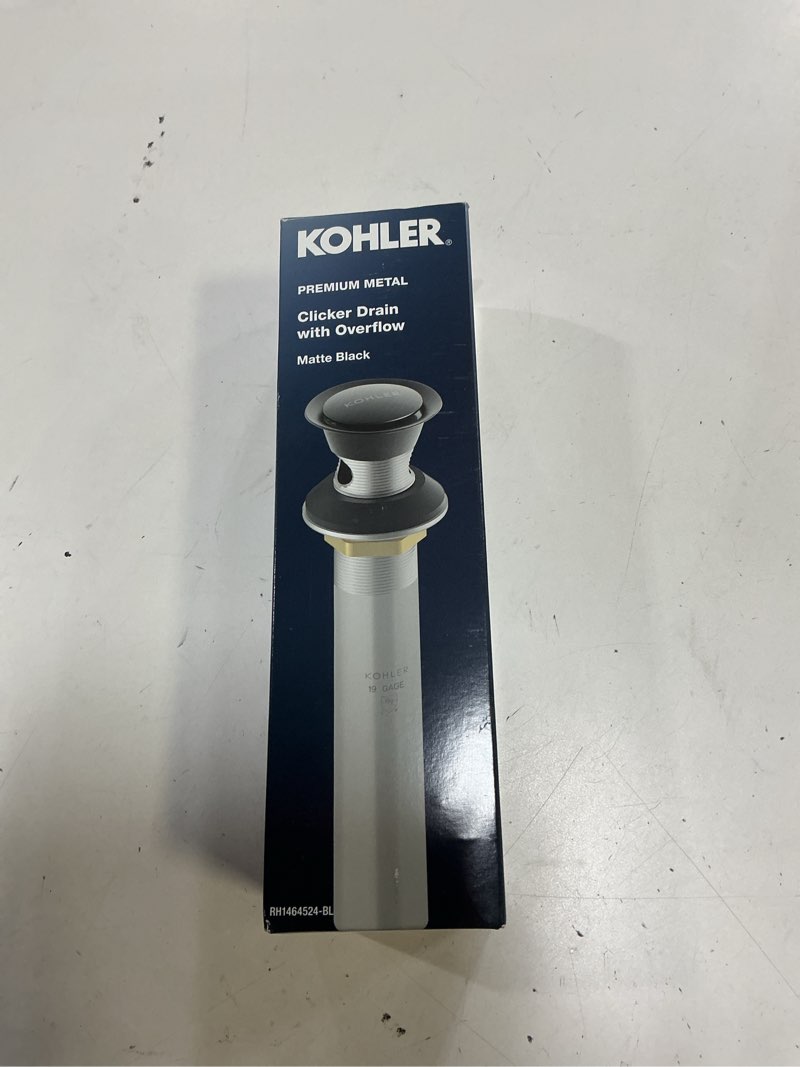 Condition photo showing New/Like New for kohler rh1464524-bl clicker drain with overflow in matte black