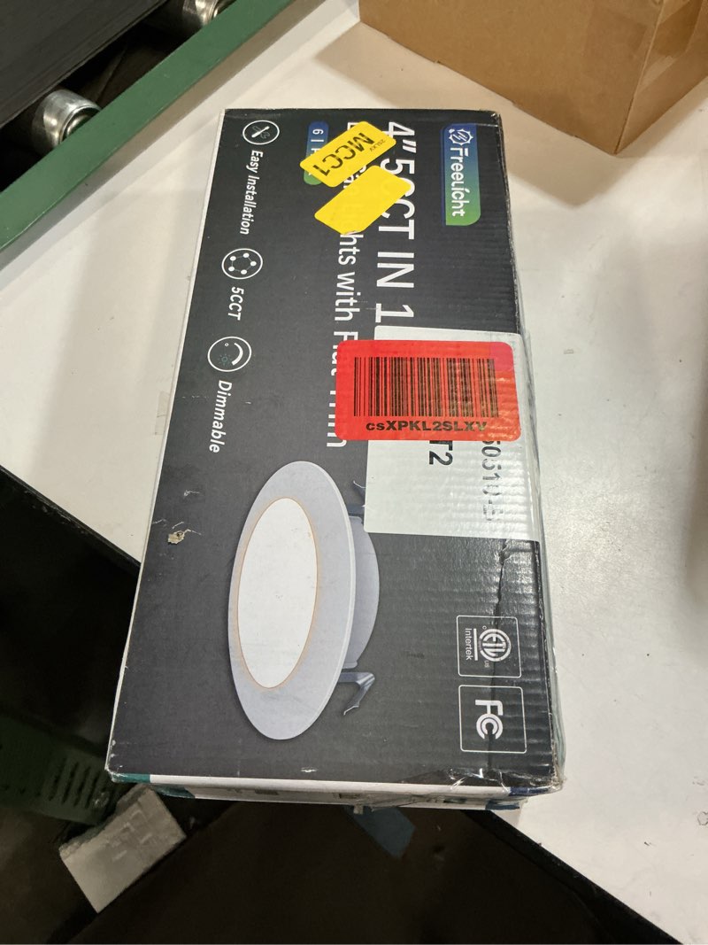 Condition photo showing New/Like New for FREELICHT 6 Pack 4 Inch Retrofit LED Recessed Lighting, Selectable 2700K/3000K/4000K/5000K/6000K, Dimmable Flat LED Can Lights, 7W=60W, 700LM, IC & Damp Rated, ETL & FCC, White