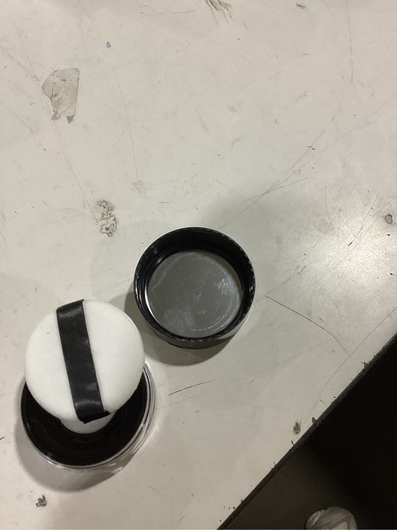 Condition photo showing As Is for 1 pcs 20g(0.7 oz) and 1 pcs 10g(0.33 oz) no leaks empty reusable plastic loose powder container,sponge powder puff,elasticated net sifter,diy foundation makeup tool (2 cases)