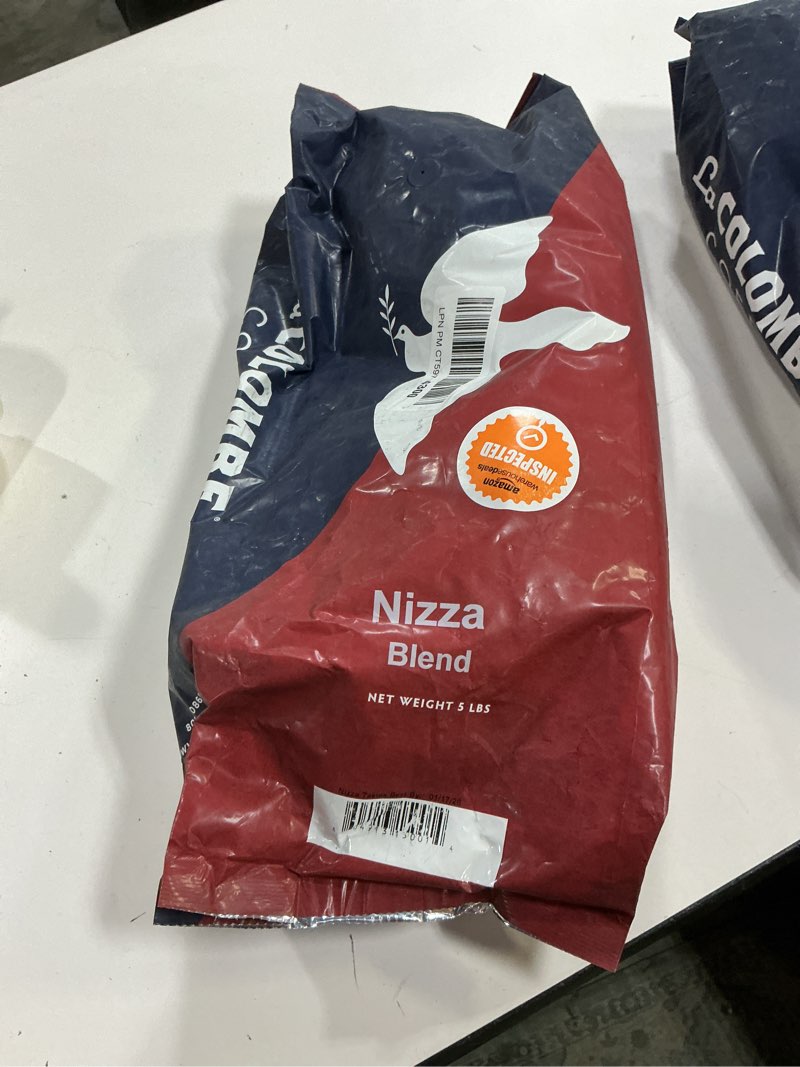 Condition photo showing As Is for bbd: 01/2026- la colombe nizza medium roast whole bean coffee - notes of milk chocolate, nuts & brownie with honey-sweet roasted nuttiness, 5 pound (pack of 1) nizza 80 ounce (pack of 1)