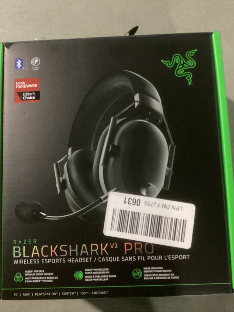 Condition photo showing Good Condition for razer blackshark v2 pro wireless gaming headset: super wideband mic - pro tuned fps profiles - 50mm drivers - plush noise isolating earcups - 70 hr battery - bluetooth - for pc, ps5, switch 2 - black black gen 2