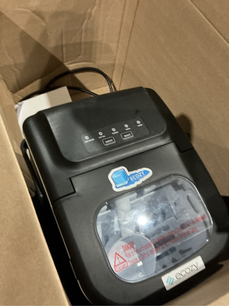 Condition photo showing Good Condition for euhomy countertop ice maker machine with handle, 26lbs in 24hrs, 9 ice cubes ready in 6 mins, auto-cleaning portable ice maker with basket and scoop, for home/kitchen/camping/rv. (black)