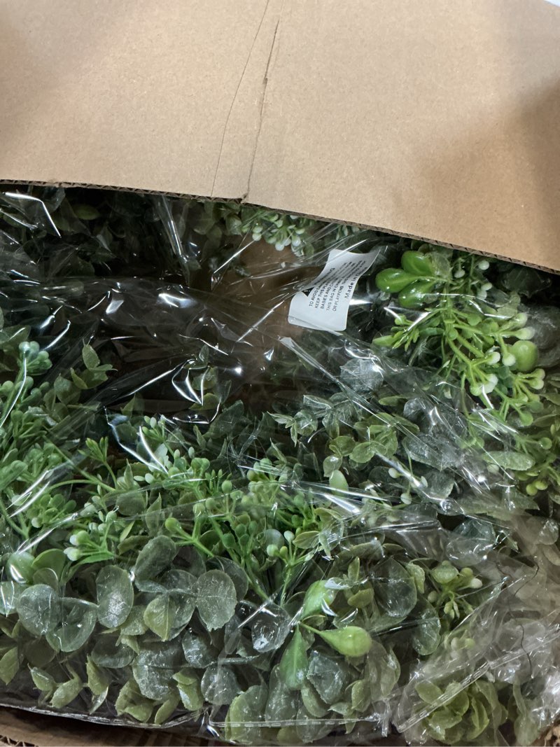 Condition photo showing New/Like New for 26'' large boxwood wreath for front door window porch artificial boxwoods greenery leaves outdoor indoor wreath for home door farmhouse wall decor spring summer all seasons green 26in