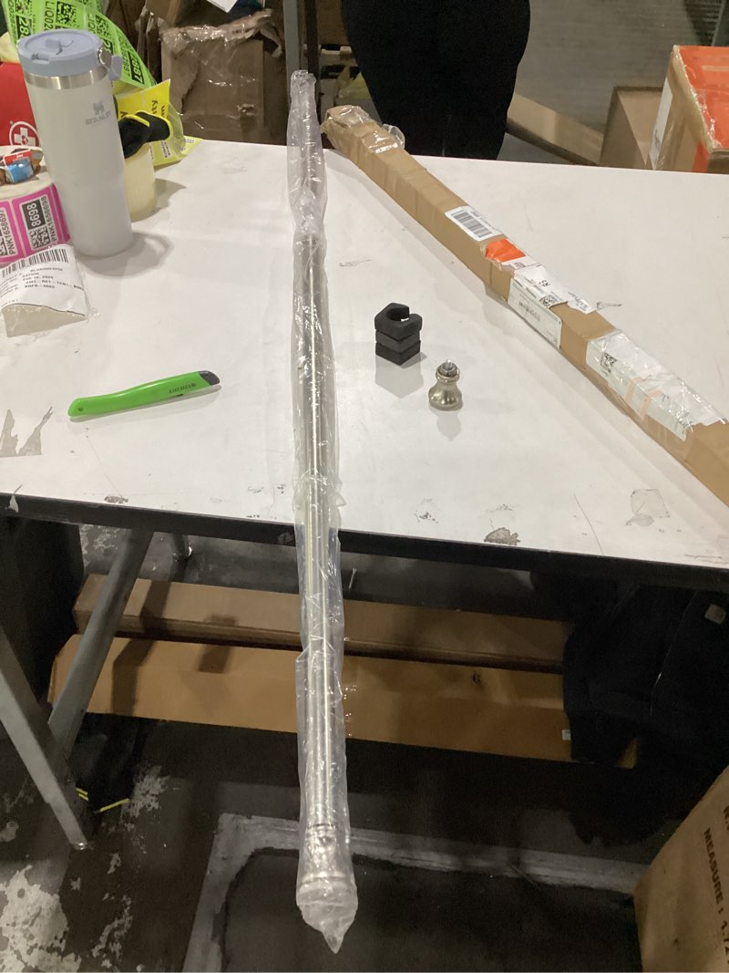 Condition photo showing As Is for Amazer Spring Tension Shower Curtain Rod, Rust-Resistance Tension Curtain Rod Bathroom Rod, Adjustable Shower Curtain Rod No Drill, Inches Nickel