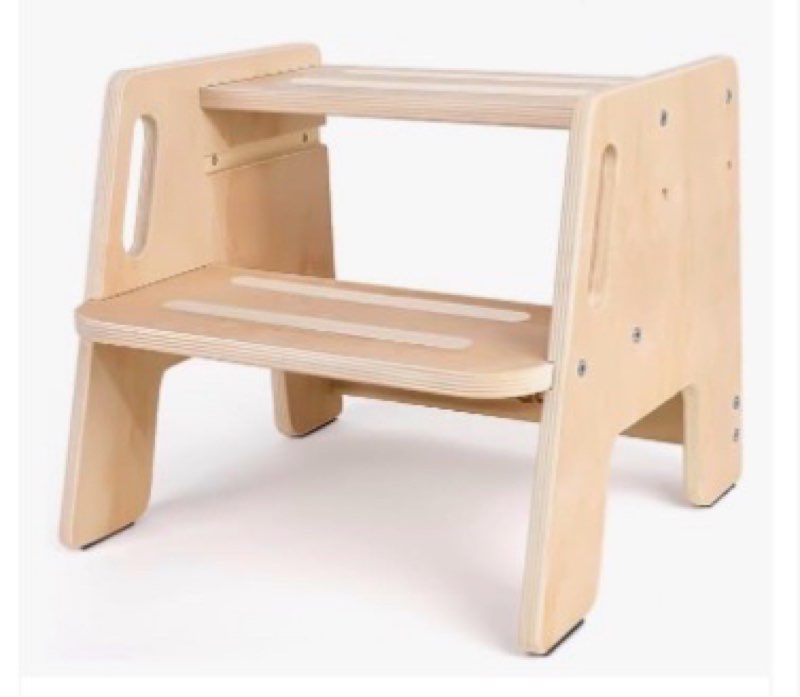 Wooden Step Stool for Toilet, 2-Step Toddler Stool with Handles, Foldable Kids Step Stool for Potty 