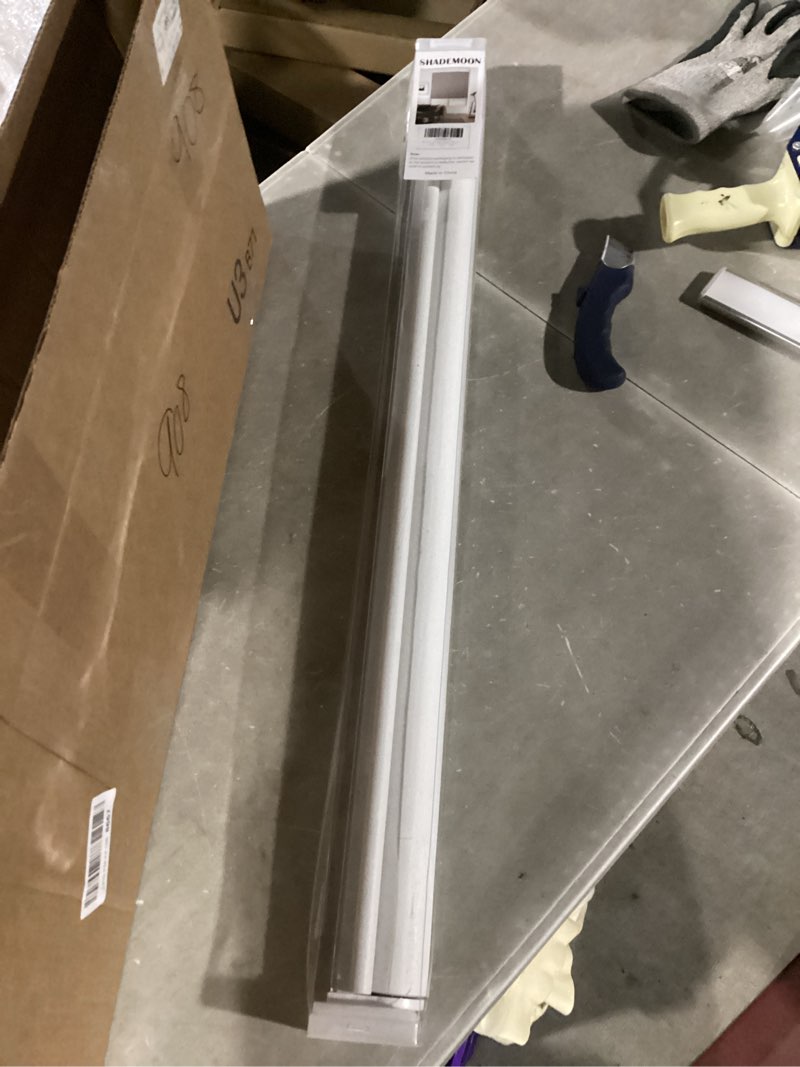 Condition photo showing New/Like New for shademoon cordless blackout window roller shades, pull down spring system indoor blinds, room darkening waterproof uv blocking thermal insulated fabric for home office (white, width 33", height 72") white 33"w x 72"h