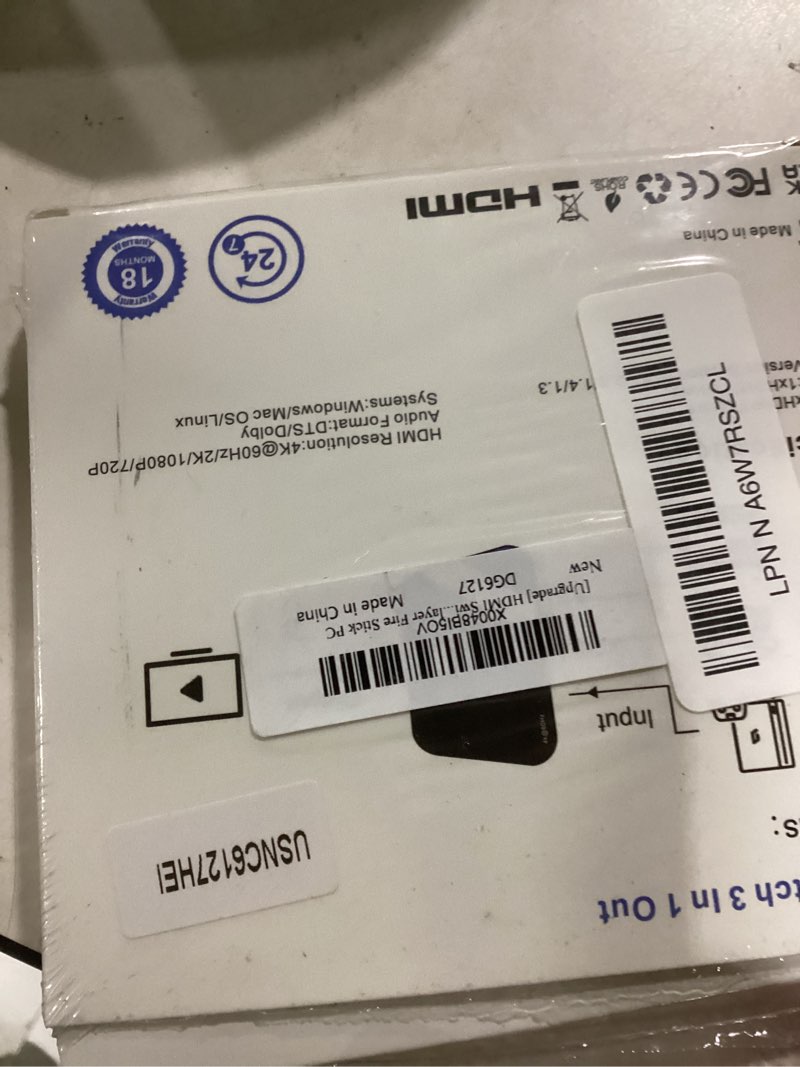 Condition photo showing New/Like New for [Upgrade] HDMI Switch 3 in 1 Out, 4K@60Hz HDMI 2.0 Switch Splitter with 2.6FT Long HDMI Cable, 3-Port HDMI Switcher Selector, Supports 4K 30Hz 3D 1080P HDCP2.2 for PS5 Xbox DVD Player Fire Stick PC 4K@60Hz HDMI Switch