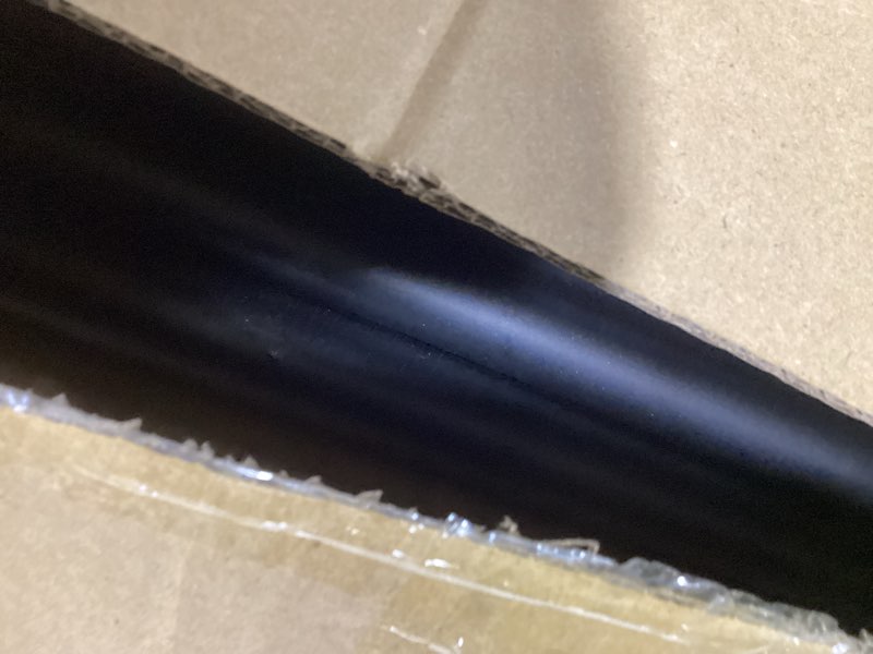 Condition photo showing As Is for 1inch diameter single curtain rods with decorative finials 72-144inch, matte black matte black 72-144"