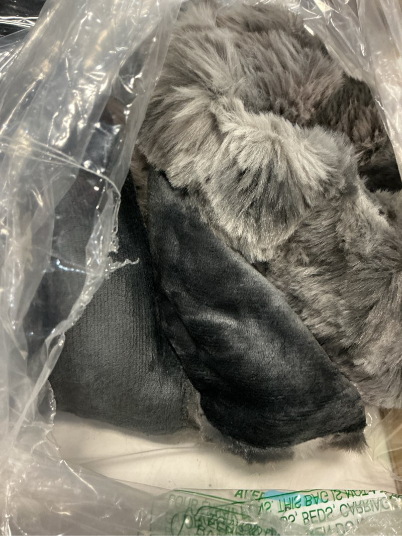 Condition photo showing Good Condition for fluffy faux rabbit fur throw blanket - soft fuzzy plush luxury cozy thick warm decorative bubble blanket for bed, sofa (twin size 60''x80'', black) tie-dyed dark grey twin(60''x80'')