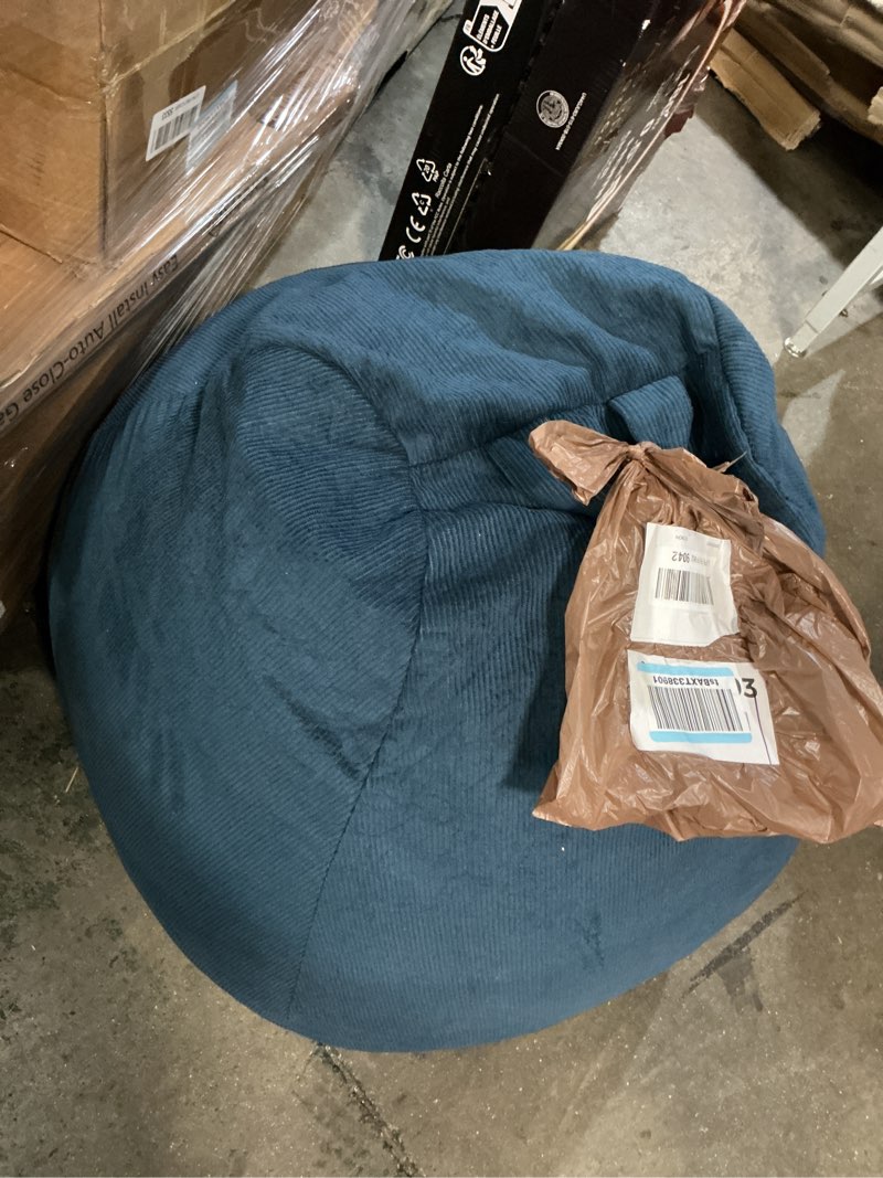 Condition photo showing As Is for similar simflag 2ft bean bag chair, comfy bean bag chairs with memory foam filled, fluffy beanbag sofa with dutch velvet cover, teardrop beanbag chairs for living room, playroom - dark blue 2ft-28\"x28\"x22\" blue