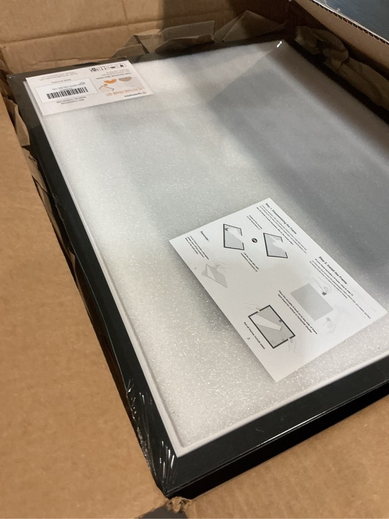 Condition photo showing Good Condition for upsimples 16x20 picture frame, display pictures 11x14 with mat or 16 x 20 without, wall hanging poster frame, black, 1 pack black 16x20