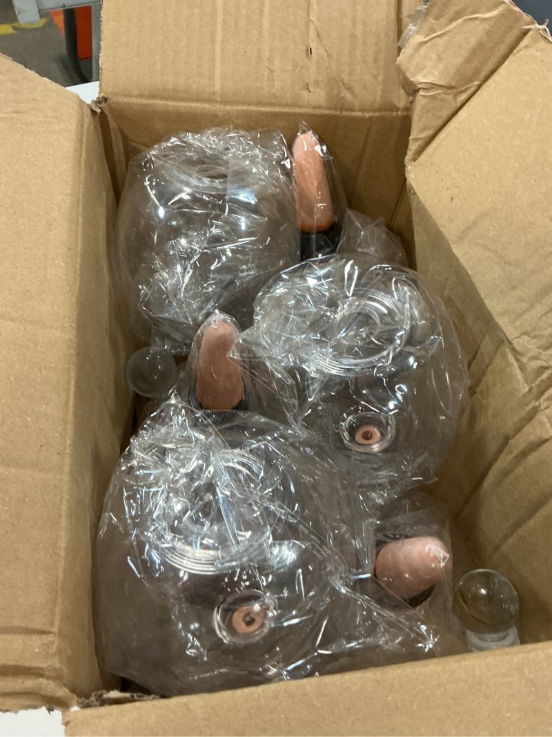 Condition photo showing New/Like New for di qiu ren 6 pack 19oz large self watering globes, automatic plant waterer with glass stopper - slow release bulbs & planter insert, top-fill water spikes for indoor plants (6, clear) clear 6