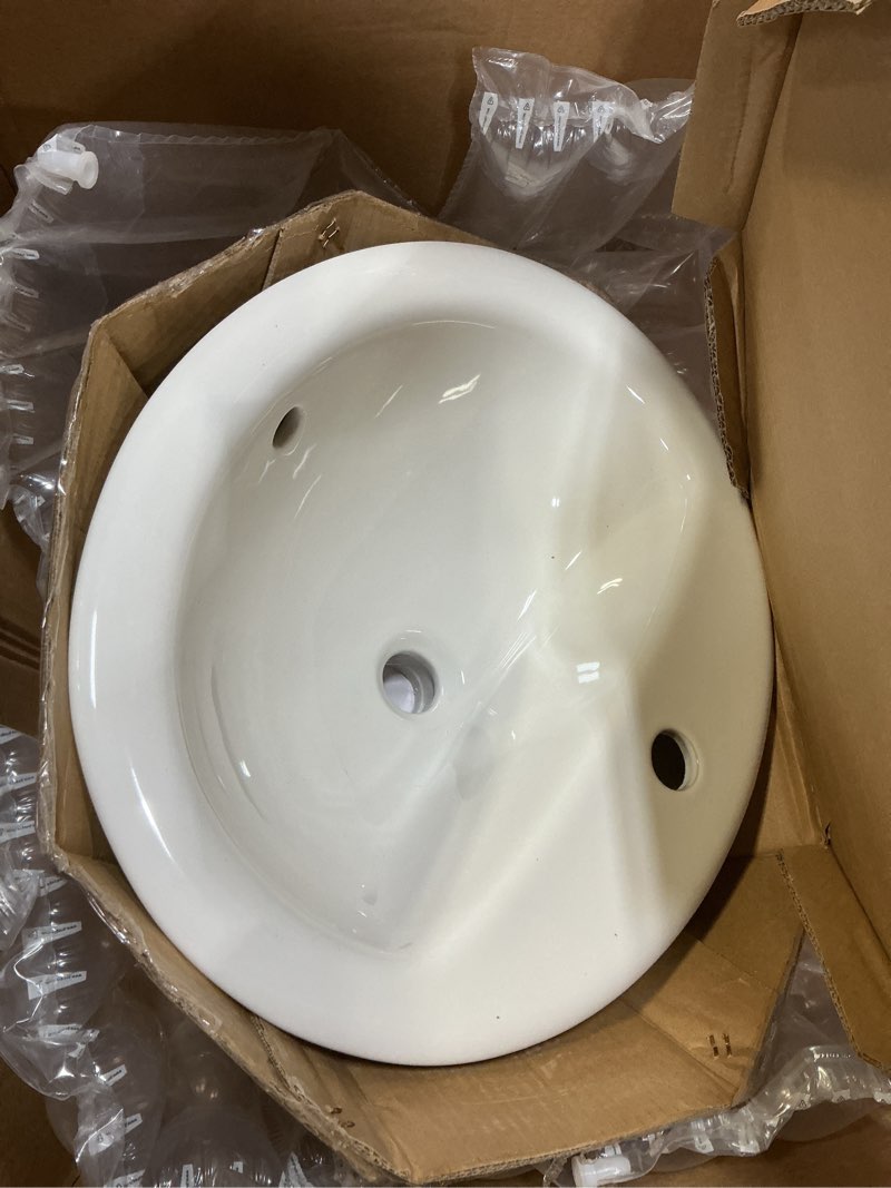 Condition photo showing Good Condition for proflo pf20171 rockaway 20-1/2" oval vitreous china drop in bathroom sink with overflow and 1 faucet hole at 0" centers - white 15.88x10.438x6.5 inches white