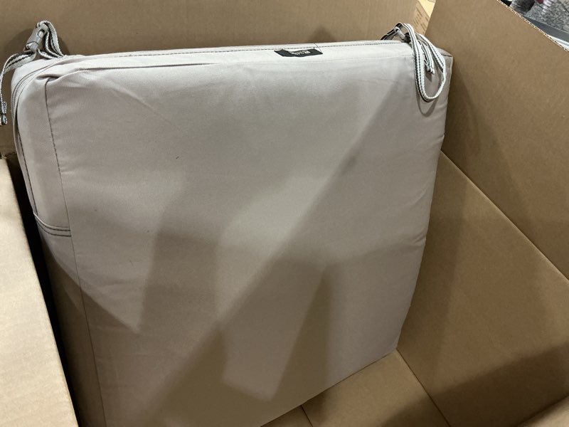 Condition photo showing Good Condition for classic accessories ravenna water-resistant 23 x 23 x 5 inch square patio seat cushion slip cover & foam, mushroom, lounge chair cushion seat cushion 23x23x5 mushroom