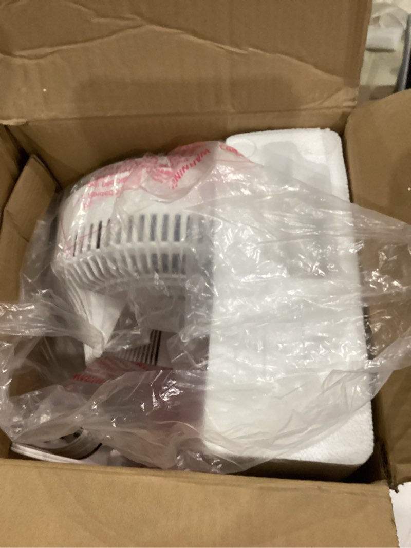 Condition photo showing As Is for pelonis 9 inch wall mount fan with remote control, osicllating fan with 26ft powerful airflow, 3 speed & 3 modes, auto 90° horizontal & 68° vertical tilt, indoor, 36db, ideal for home, garage, gym