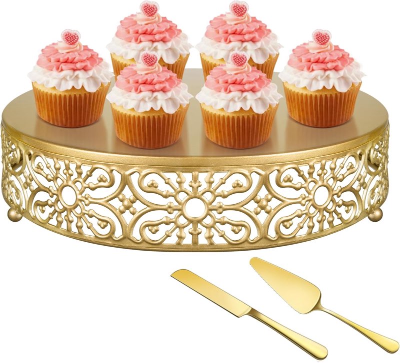 gold wedding cake stand 12 inch, metal round dessert display cupcake stands for celebration, birthda
