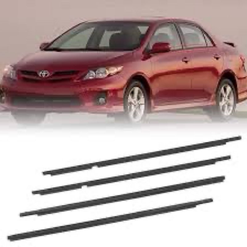 4pcs car weatherstrip window molding trim seal belt compatible with toyota corolla ce/le/s/xrs 2003-