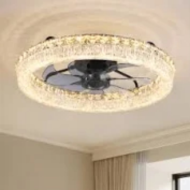 20" dimmable crystal ceiling fan with led lights and remote control included